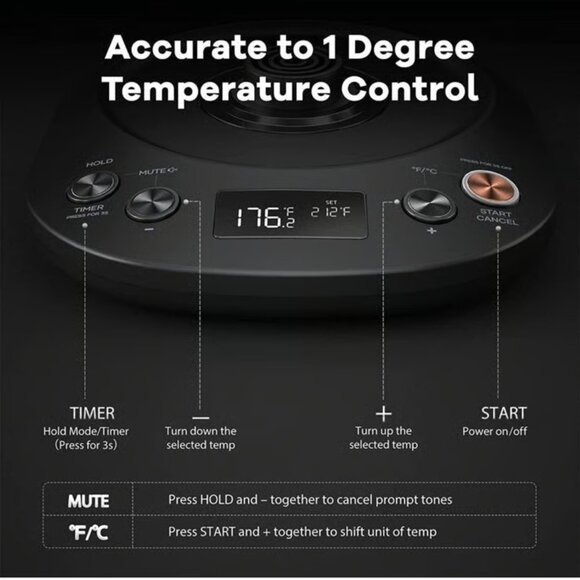Mecity Electric Gooseneck Kettle | Pour Over Kettle | Temperature Control | NEW - Picture 2 of 4